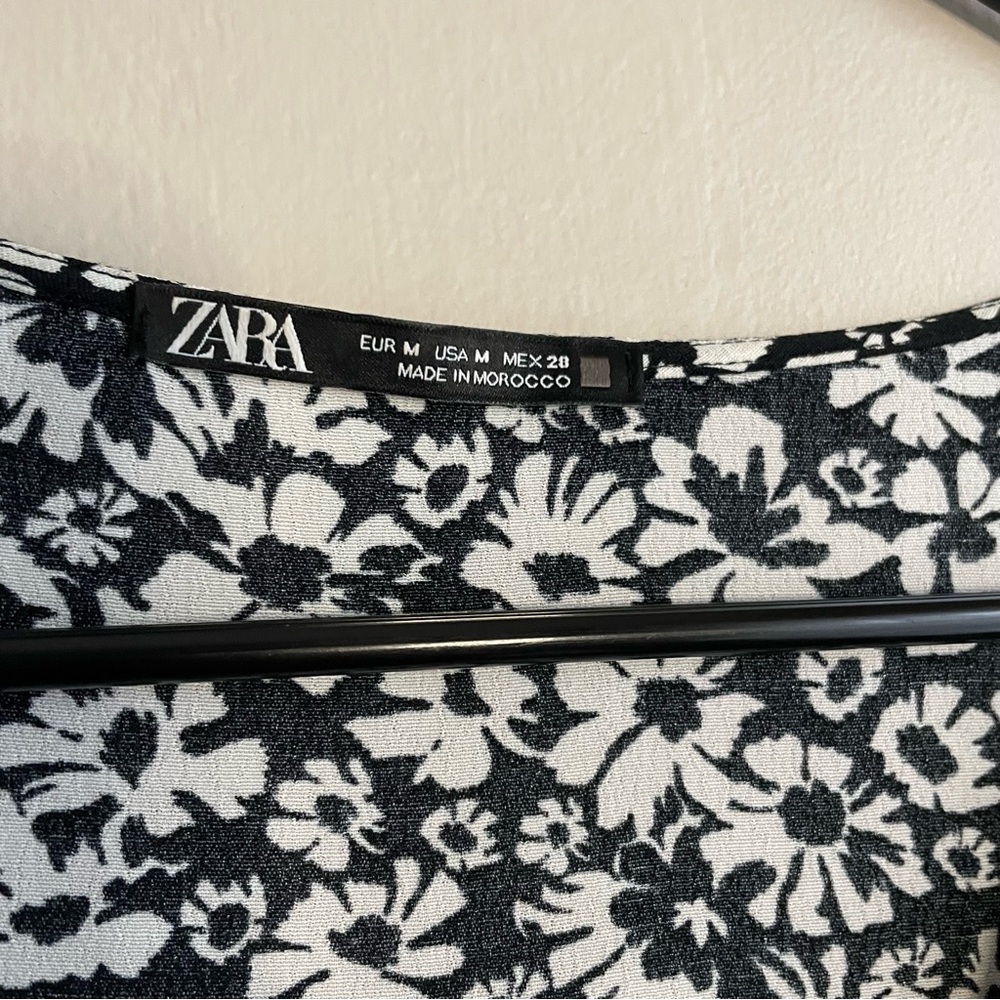 Zara Black & White Floral Maxi Dress Medium - Picture 4 of 10